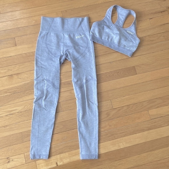 ECHT Arise Seamless Grey High Rise Legging + Sports Bra SET Size Small - Picture 3 of 11